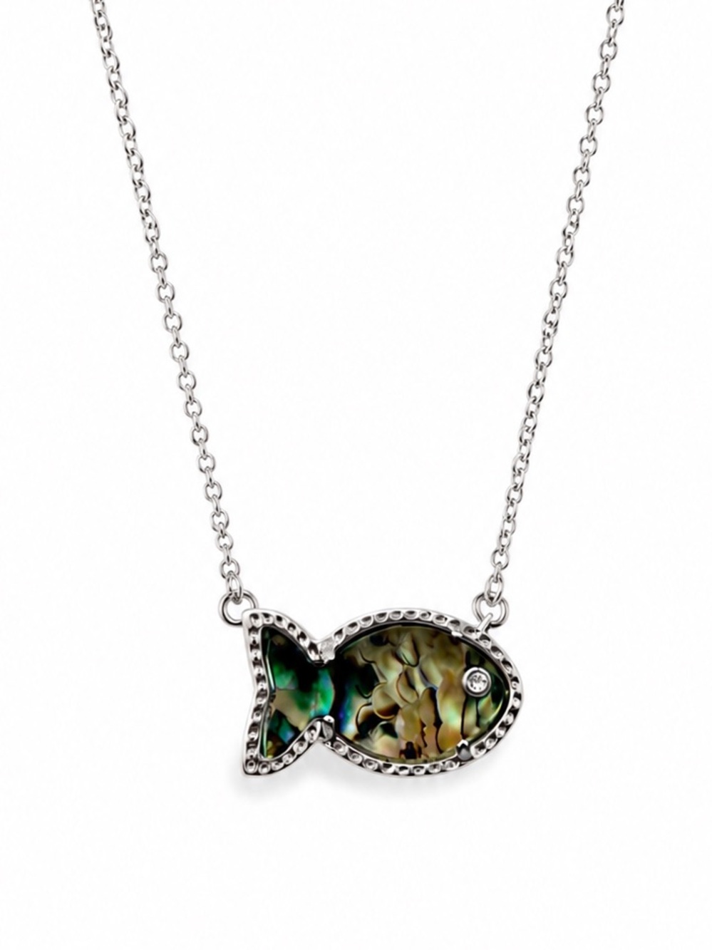 Kendra Scott Parker Fish Short Pendant Necklace in silver Abalone Shell